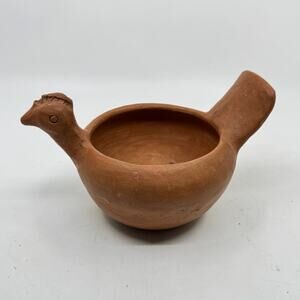 Vintage Terracotta Mexican Folk Art Hen Effigy Bowl